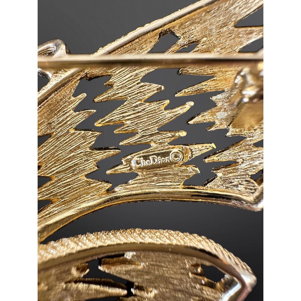 Vintage Christian Dior Gold Tone Butterfly Brooch – Signed - Picture 3 of 3